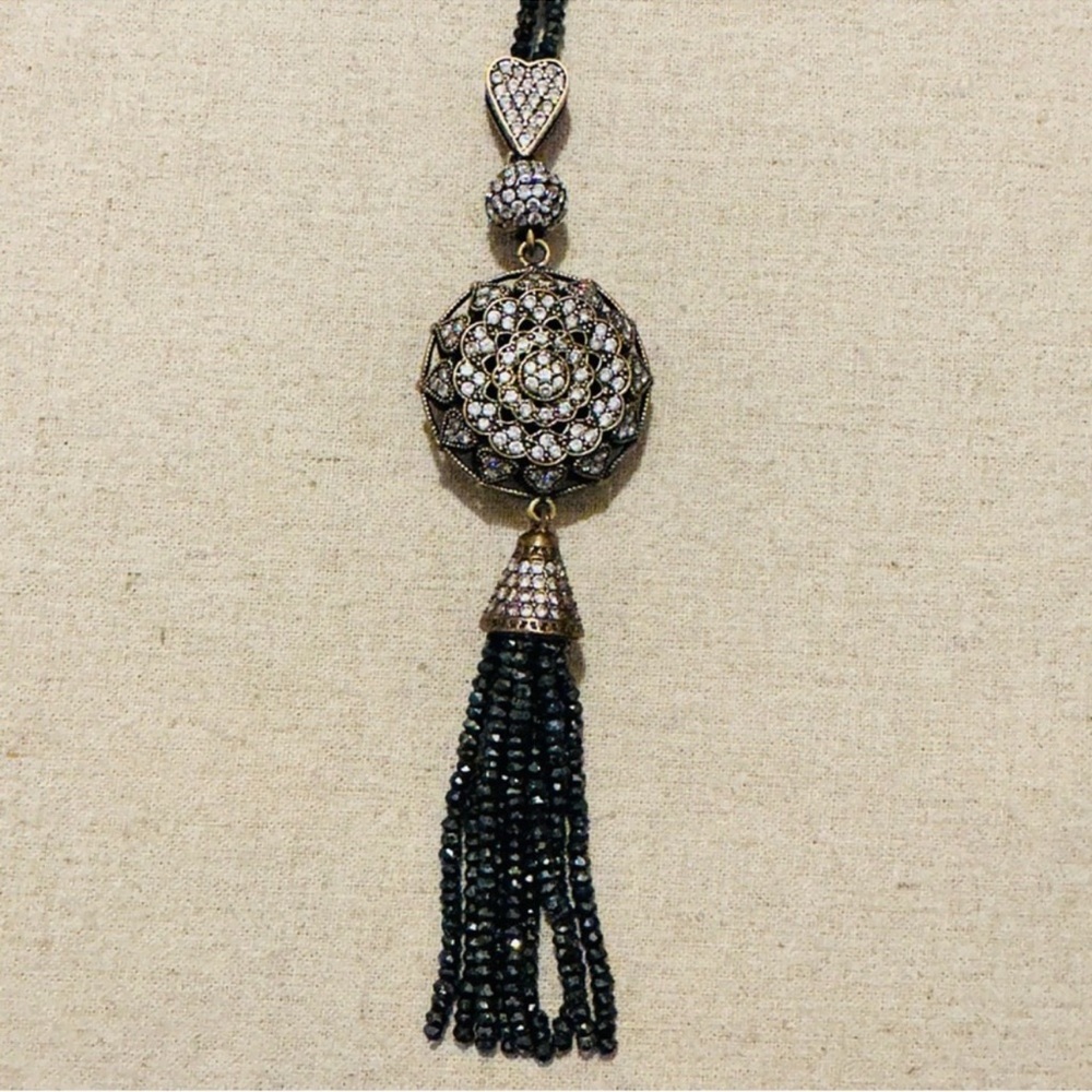 Grand Bazaar | Necklace | Pyrite CZ Sunburst Tassel Necklace - Picture 12 of 13